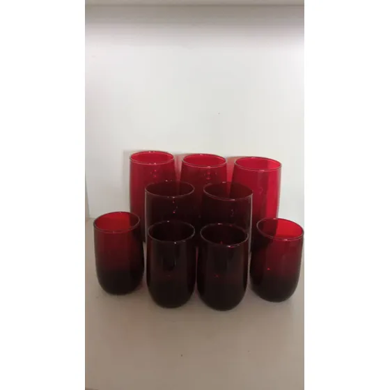 Vasos De Vidrio Grueso Color Rojo