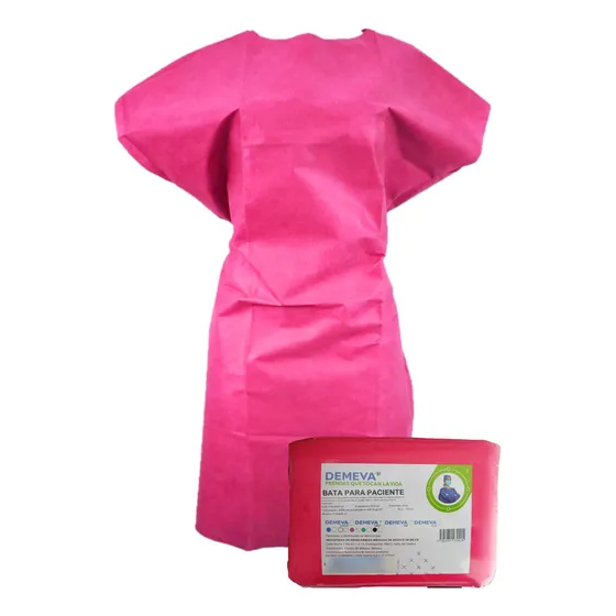 Bata Desechable Para Paciente Rosa Demeva Classic 10 Pz