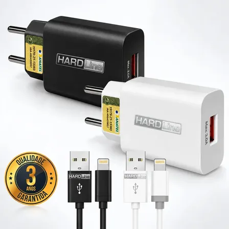 Carregador 30w Turbo Para iPhone 8 X Xr 11 12 13 14 Pro Max Fonte Usb Cor Preto ou BrancoBranco Hardline