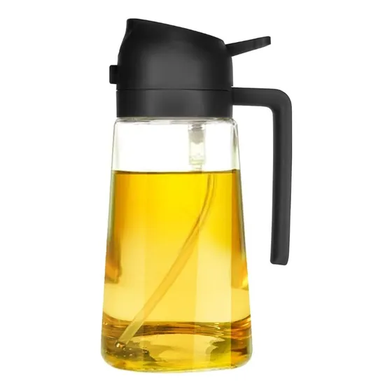 Dispensador Rociador Aceite 2 En 1 Pulverizador Cocina 470ml Color Negro Una Ganga Tienda® 240824