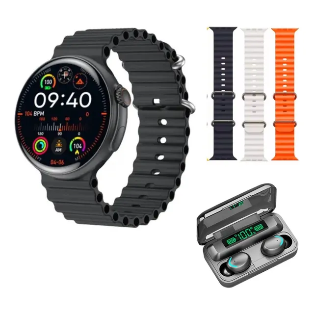 Smartwatch Ultra Pro Se Mini Redondo 41mm 3 Pulseiras E Fone
