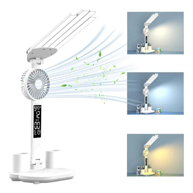 Lámpara De Escritorio Led Con Ventilador Y Carga Usb Color De La Estructura Color De La Pantalla