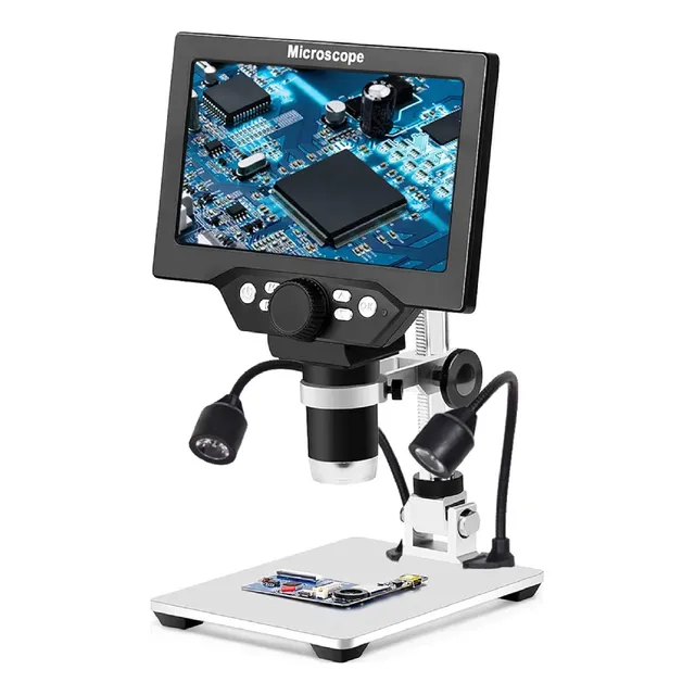 Microscopio Digital Pantalla 7  Hd 1200x Luces Flex Control