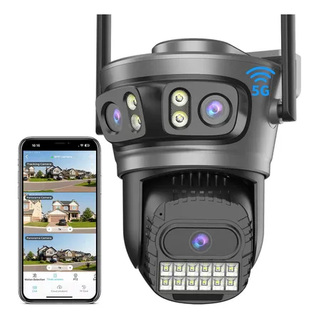 Cámara De Seguridad Exterior De 5g Wifi 15mp Con Tres Lents