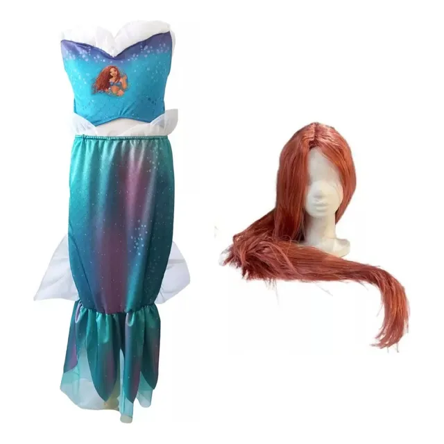Disfraz La Sirenita + Peluca Ariel Cola Sirena Disney Oficia