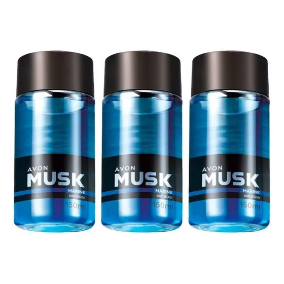 Colônia Desodorante Musk Marine Avon 90ml Kit Com 3 Unidades