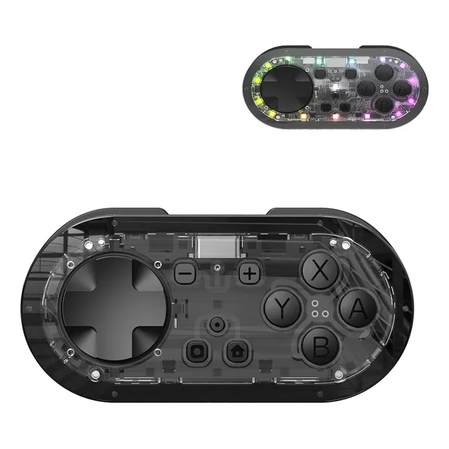 Mini mando Gamepad para Nintendo Switch con luces RGB de color negro/transparente