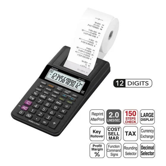 Calculadora Sumadora Casio Hr-10rc De Escritorio Negra Color Negro