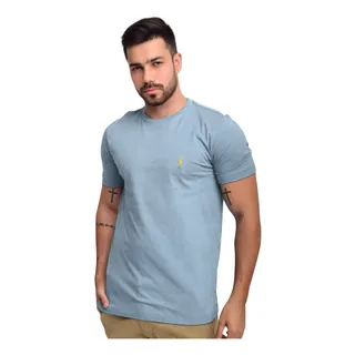 Camiseta Ralph Lauren Custom Slim Fit Yellow Icon Azul Claro Camiseta Ralph Lauren Custom Slim Fit Yellow Icon Azul Claro