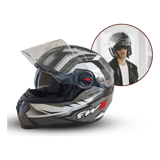 Capacete para moto Fw3 gtx fox grafite brilhante tamanho 60 — foto 2