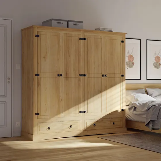 Ropero 4 Puertas - Madera Maciza - Rustico Hogar