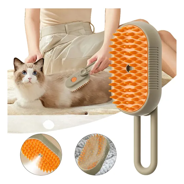 Cepillo Vapor Para Perros Gatos Peine Quita Pelo Vaporizador
