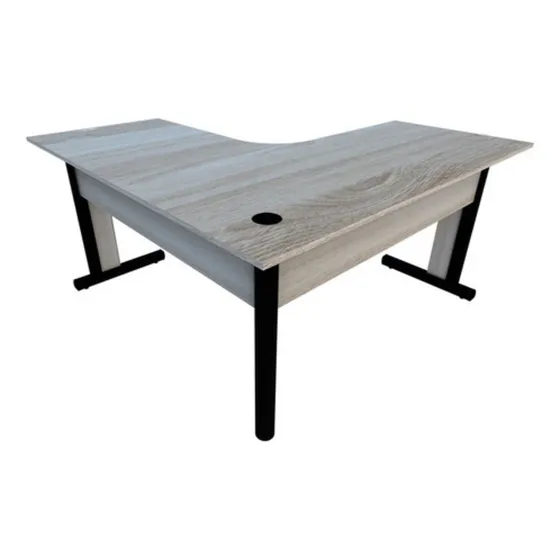 Mesa Delta Em L 1,20x1,20 Estação De Trabalho Cor Nobre Cor Fresno Sbiancato / Preto