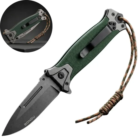 Canivete Tático Militar Lâmina Aço Inox Semi Automático Trava Retrátil Camping Bolso - Bondu