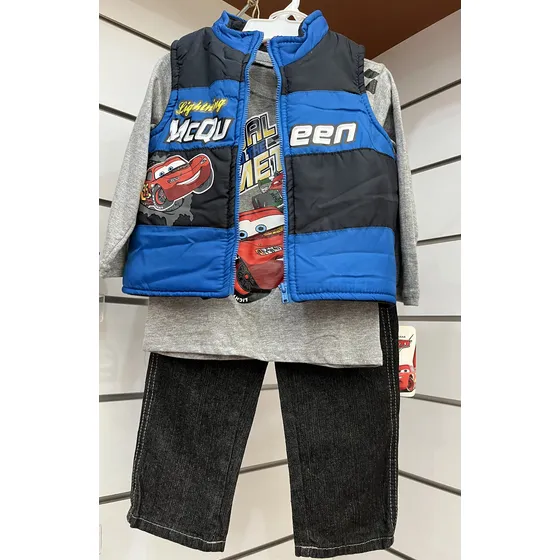 Conjunto Chaleco, Franela Y Jeans Cars