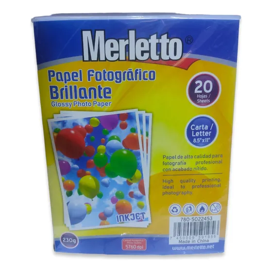 Papel Fotografico Brillante 230g Carta 20 Hojas