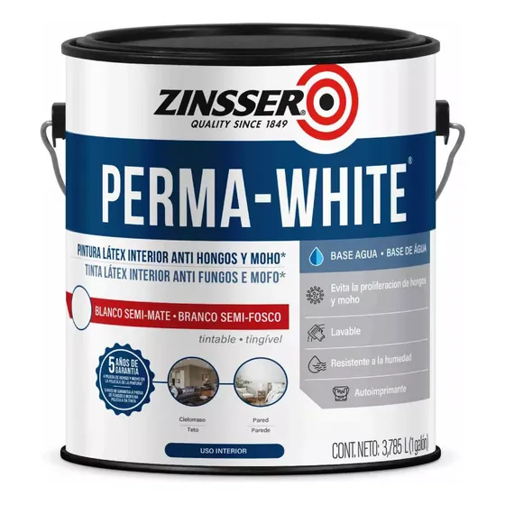 Zinsser Pintura Látex Perma White Interior 3.785l Rust Oleum Acabado Semi Mate egg Shell