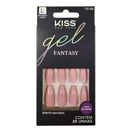 Unhas Postiças Kiss Gel Fantasy Bailarina Longo C/28un Fs14b