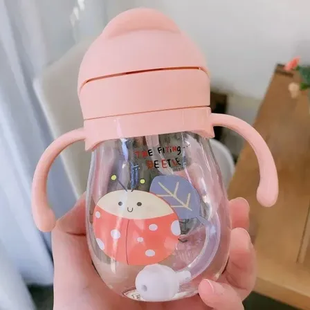 Copo De Treinamento Para Bebês Com Canudo E Alça Sippy Cup 3 Rosa