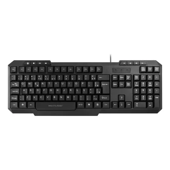 Teclado Multimidia Slim Preto Usb Multilaser Tc206 Idioma Português Brasil
