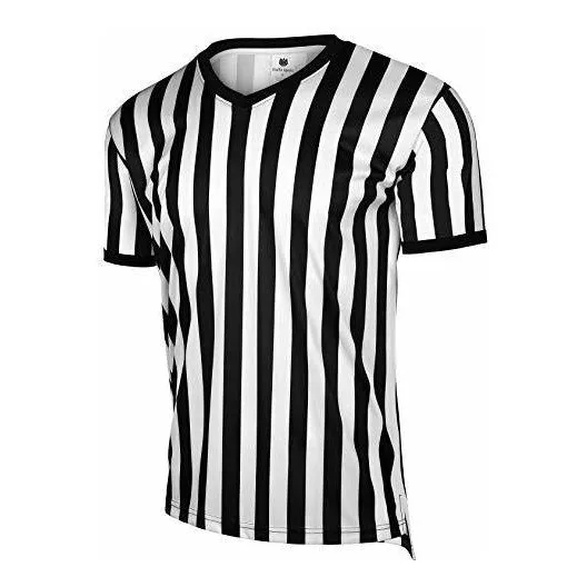 Fitst4 Men's Official Black  White Stripe Referee M7dvc