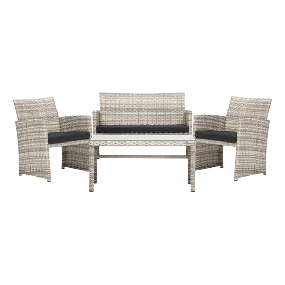 Set Muebles De Terraza Quincho Balcon Para 4 Personas Estructura Gris