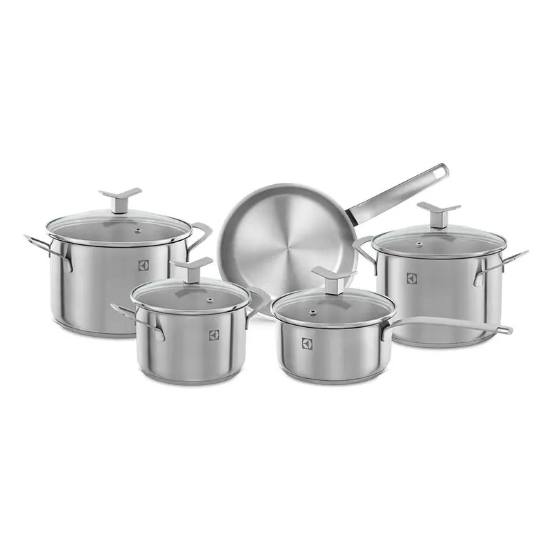 Jogo De Panelas Inox Com Fundo Triplo 5 Peças Electrolux Aço Inoxidável