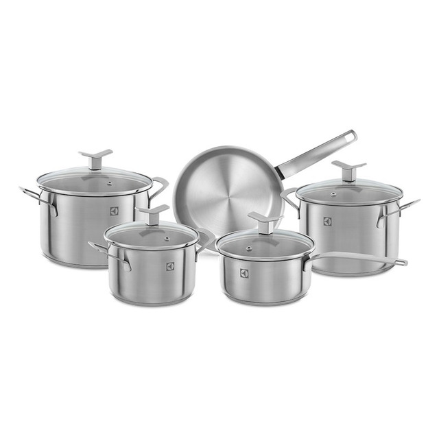 Jogo De Panelas Inox Com Fundo Triplo 5 Peças Electrolux Jogo De Panelas Inox Com Fundo Triplo 5 Peças Electrolux