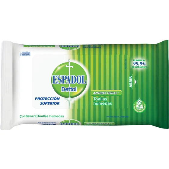 Toallas Antibacteriales Espadol Dettol Paquete 10 U
