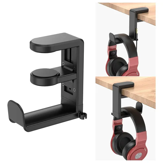 Soporte Giratorio Para Auriculares Gancho Gaming Con Cilp Huo Ji Cq001 Negro