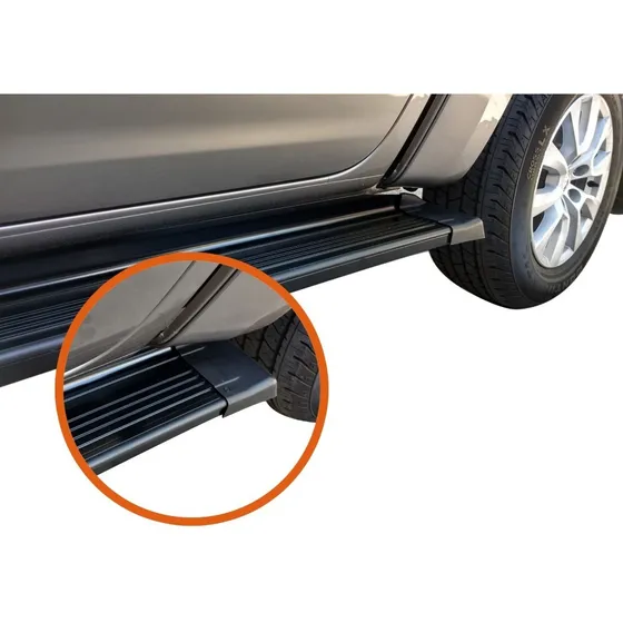 Estribos De Aluminio Negros Ranger Hilux S10 Frontier Amarok