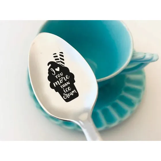 Cuchara Grabada Texto  I Love You More Than Helado  Regalo