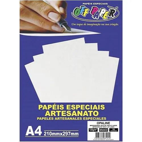 Papel Opaline A4 210x297mm 180g 50 Folhas Off Paper Cor Branco