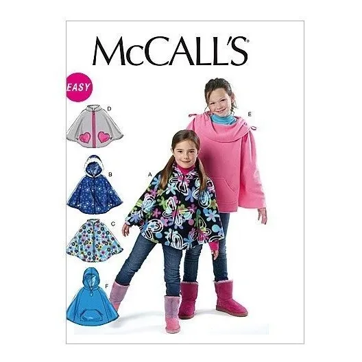 Mccall Patterns M6431 Diseño Poncho Para Niño Talla Cx
