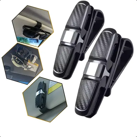 Kit 2 Suporte Porta Óculos Carro Clips Quebra Sol Veicular