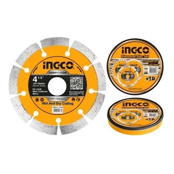 Disco Diamantado Segmentado 4 1/2 115mm 10 Und Ingco