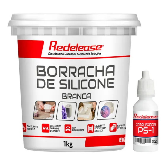 Borracha de Silicone Branca Alta Flexibilidade para Moldes com Catalisador 1,030 Kg