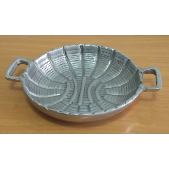 Bandeja Pewter Redonda Con Asas Usada