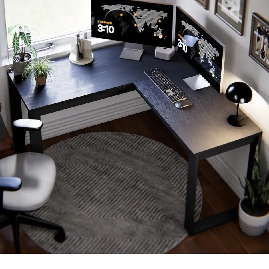 Escrivaninha Industrial Em L Berlim Mesa Escritório Home Office Para Estudo De Canto Em MDF Cor Preto Escrivaninha Industrial Em L Berlim Mesa Escritório Home Office Para Estudo De Canto Em MDF Cor Preto