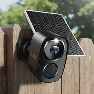 Camara De Seguridad Exterior Con Panel Solar Vision Nocturna Negro
