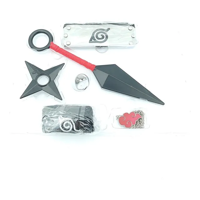 Set Accesorios Naruto Banda Anillo Collar Kunai Shuriken