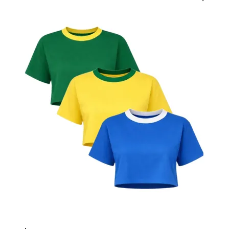 Kit 3 Cropped Oversized Copa Lisa Algodão Confortável Brasil