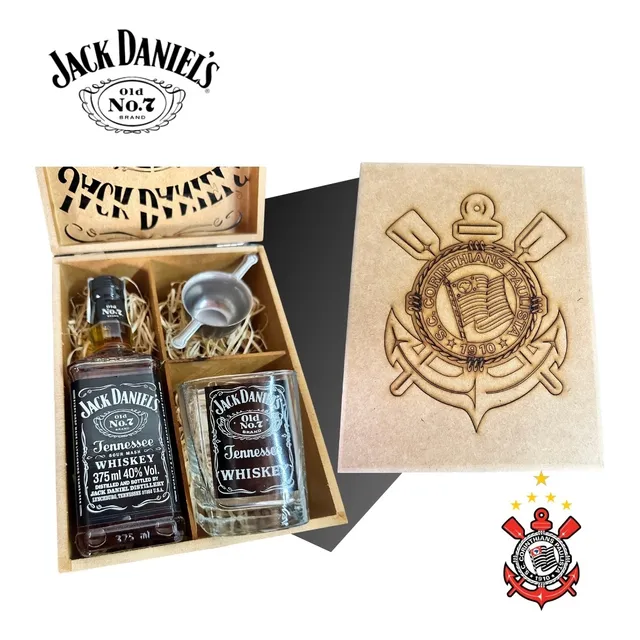 Kit Para Presente Corinthians Jack Daniels 375ml + Copo