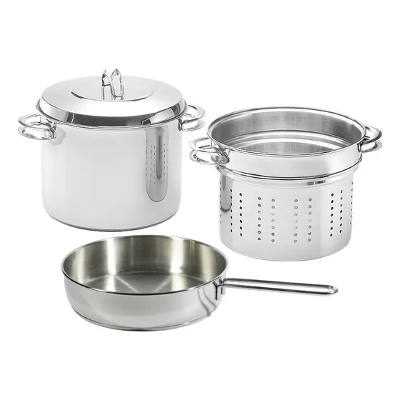 Olla Colapasta 24cm Gamuza Master Ware Triple Fondo + Sarten