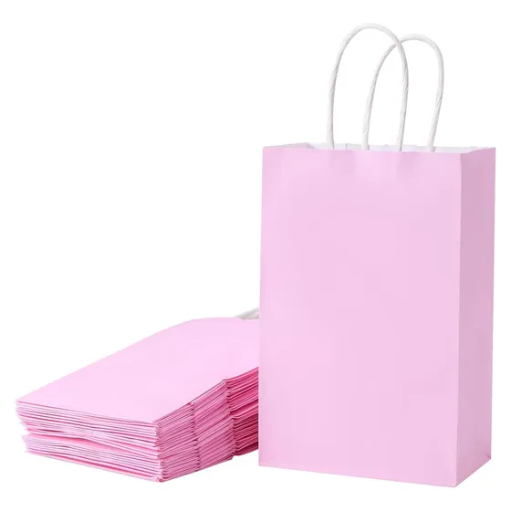 12 Bolsas Cumpleaños Papel Kraft Colores De 21x15x8cm Color Violeta Claro Violeta Claro