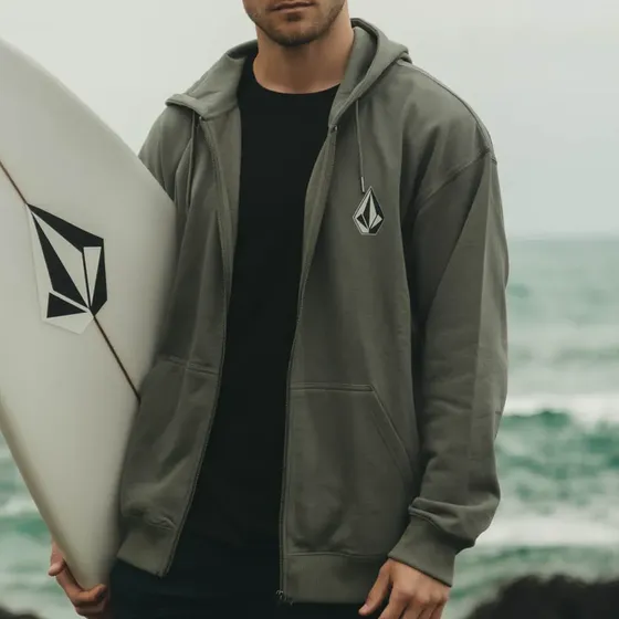 Poleron Fz Tallows Zip Verde Hombre Volcom