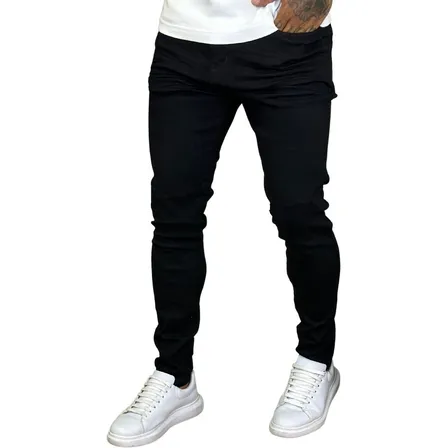 Calça Skinny Preta Masculina Jeans Com Elastano Lycra Preto 42