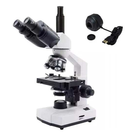 Microscopio Biológico Trinocular Di-521t E Câmera Usb De 5mp