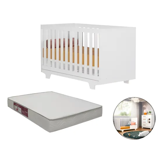 Berço Mini Cama Americano Para Bebê Retrô Com Colchão Mdf