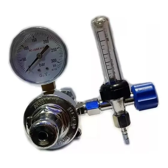 Regulador Valvula De Oxigeno Con Manometro Y Caudalimetro Flujimetro De 8 Lts/h Marca Liga Industria Argentina